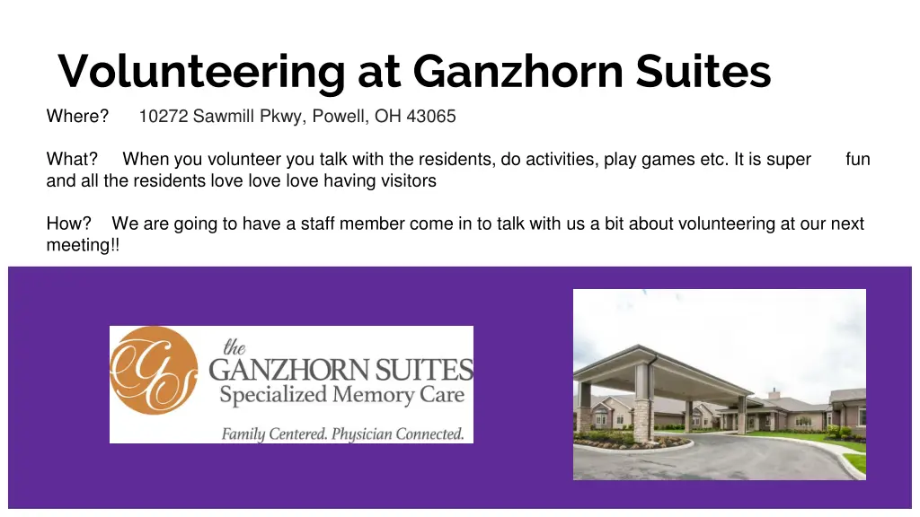 volunteering at ganzhorn suites where 10272