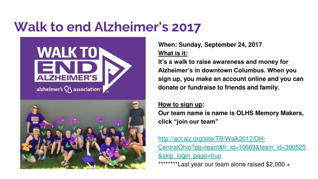 walk to end alzheimer s 2017