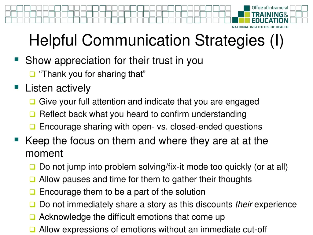 helpful communication strategies i show