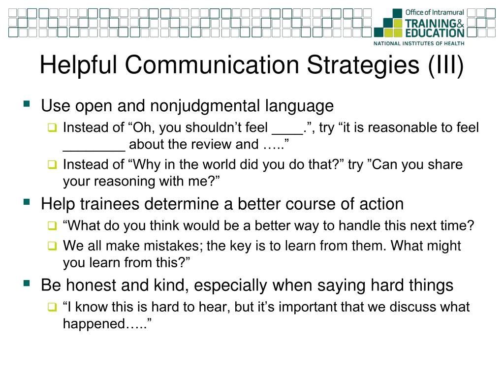 helpful communication strategies iii