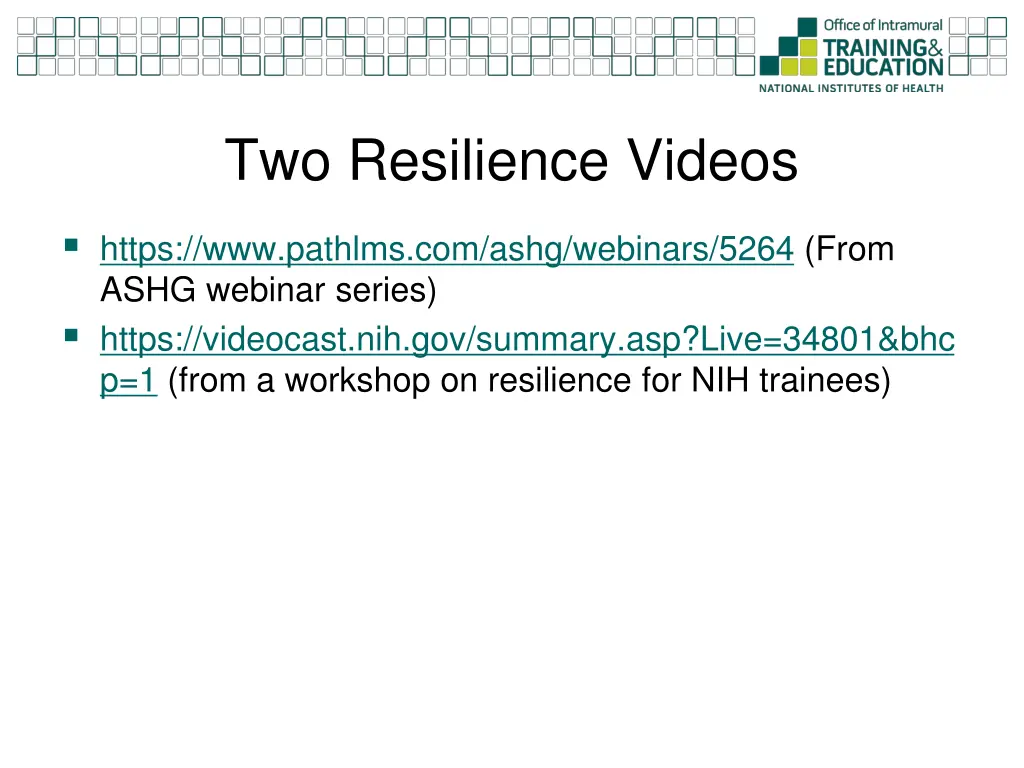 two resilience videos