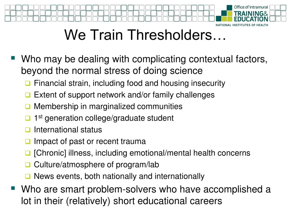 we train thresholders