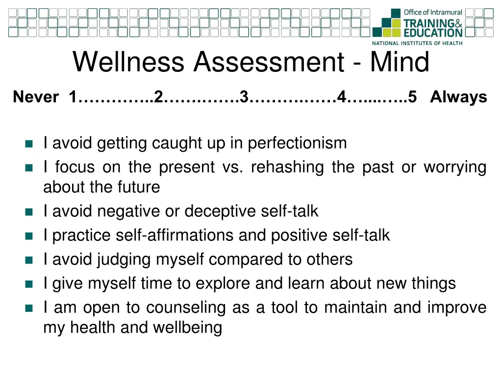 wellness assessment mind