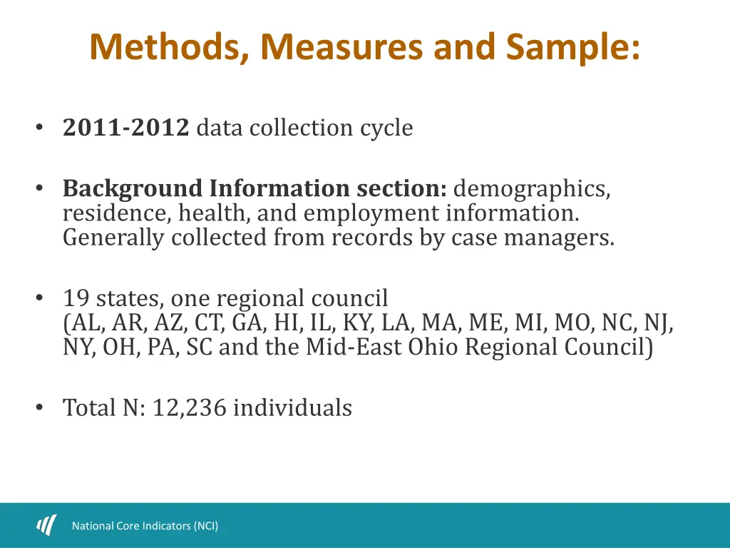 methods measures and sample
