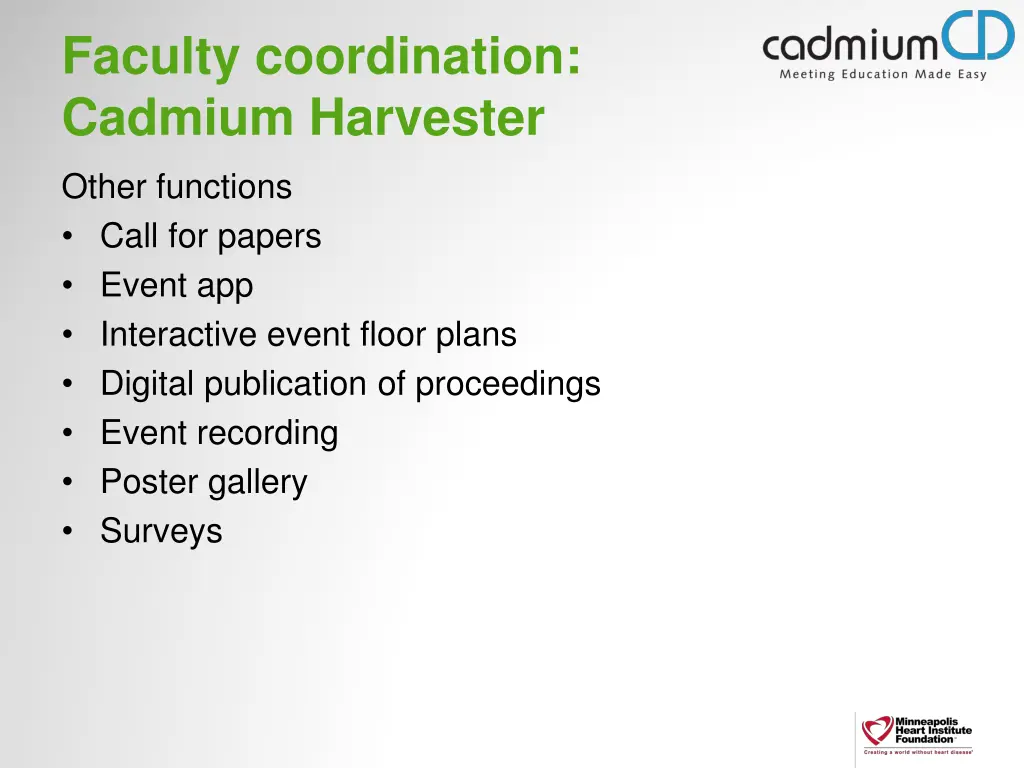 faculty coordination cadmium harvester 2