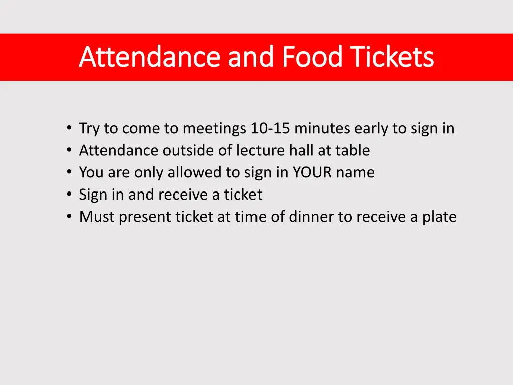 attendance and food tickets attendance and food