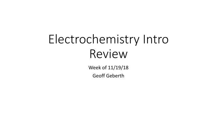 electrochemistry intro review