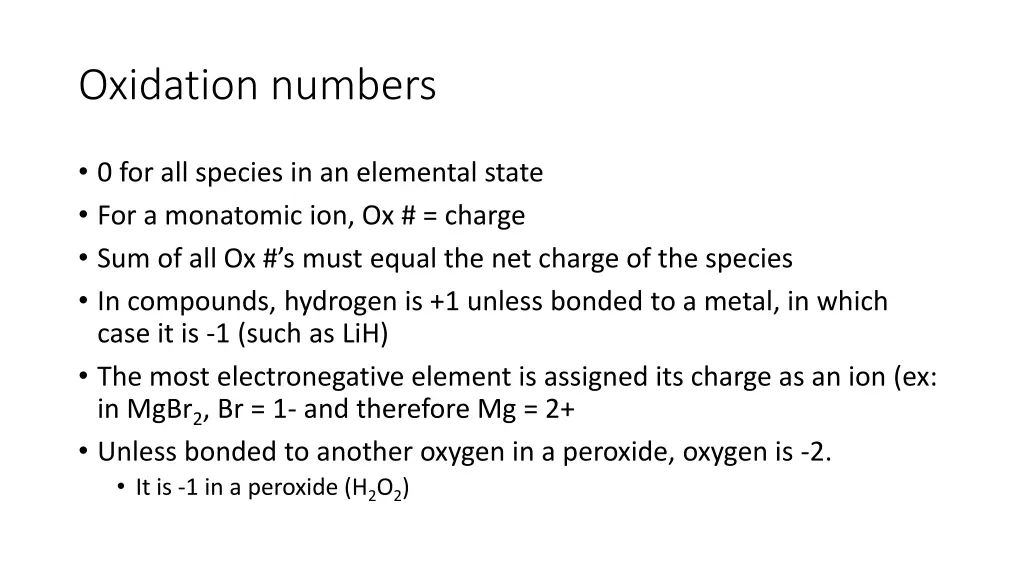 oxidation numbers