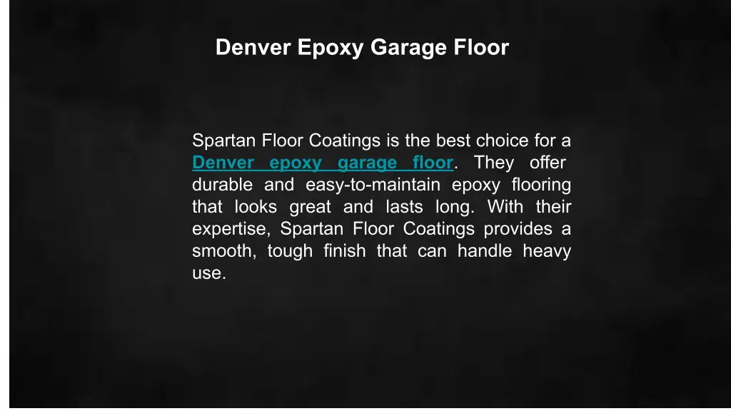 denver epoxy garage floor