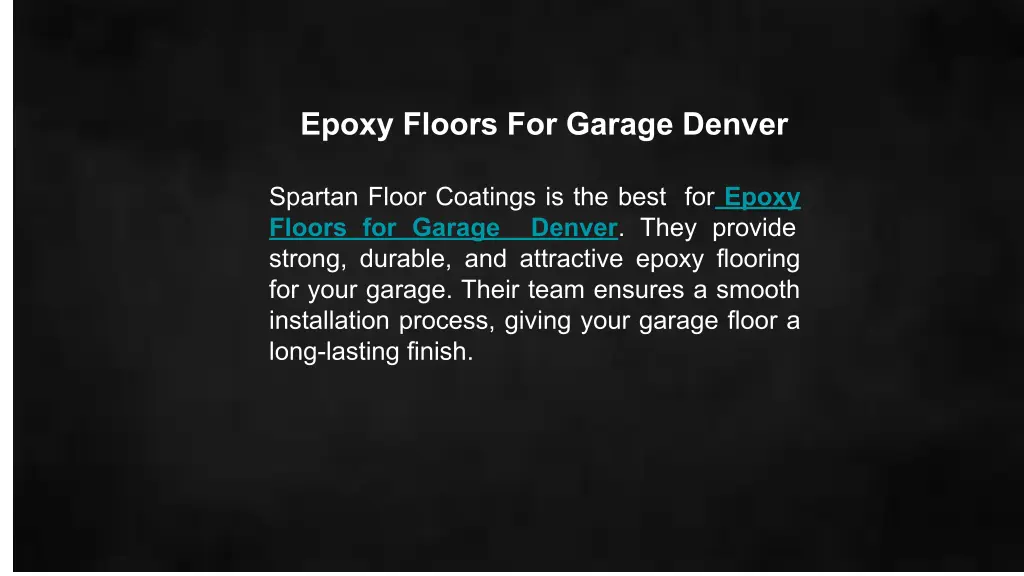 epoxy floors for garage denver