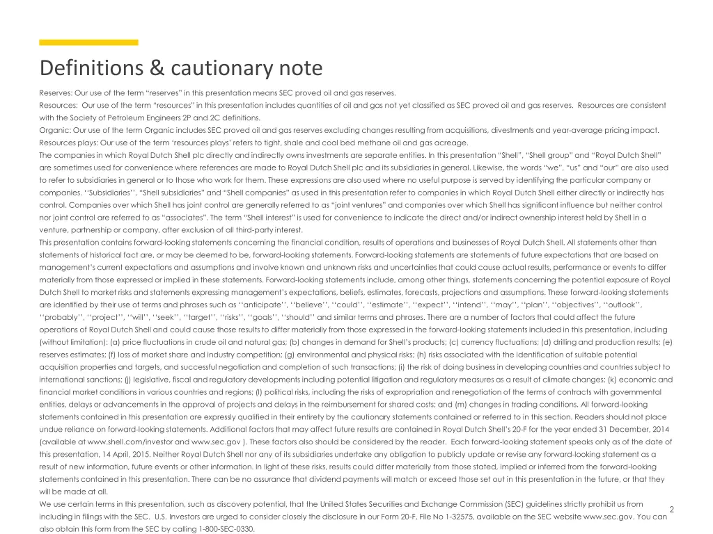 definitions cautionary note