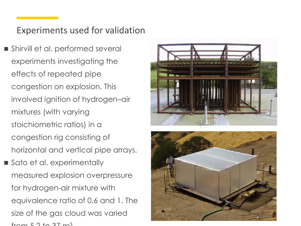 experiments used for validation