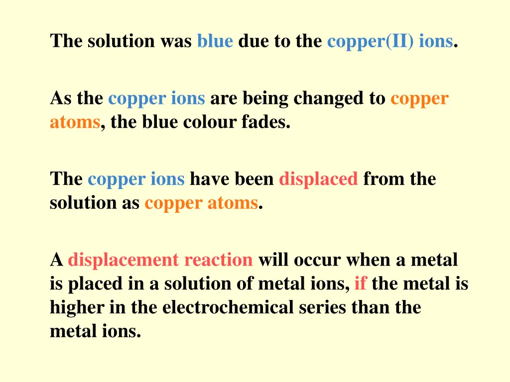 the solution was blue due to the copper ii ions