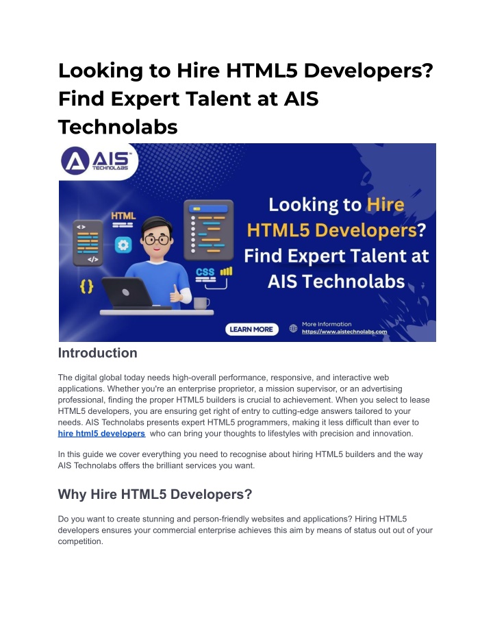 looking to hire html5 developers find expert