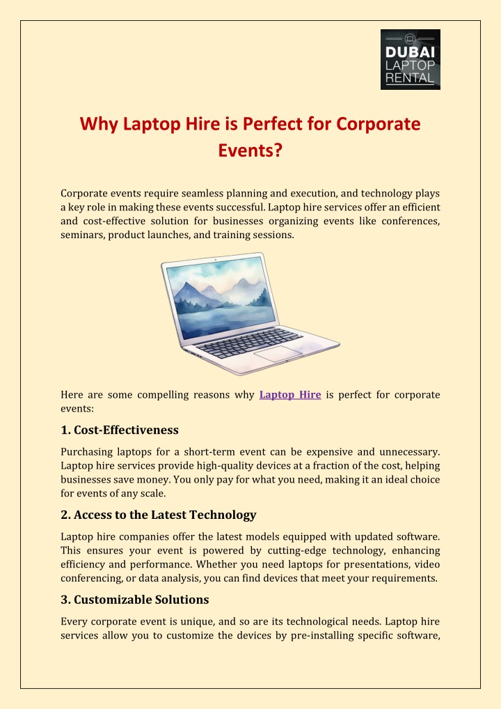 why laptop hire is perfect for corporate events