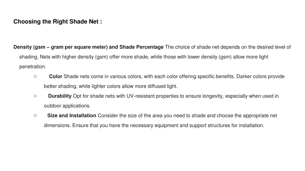 choosing the right shade net