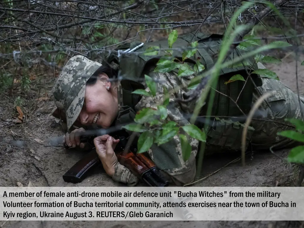 a member of female anti drone mobile air defence