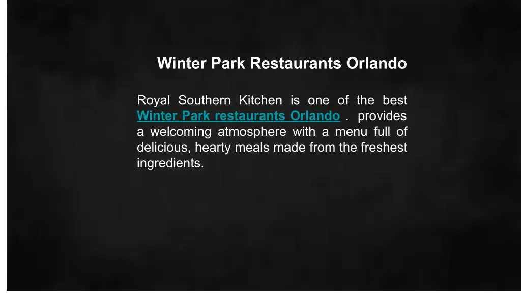 winter park restaurants orlando