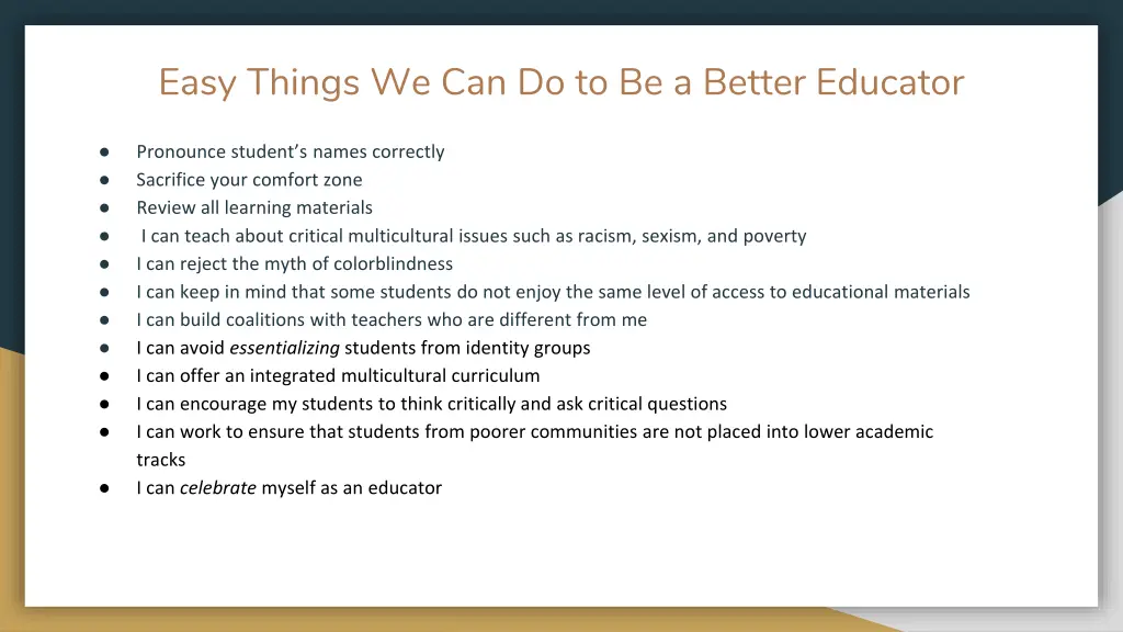 easy things we can do to be a better educator