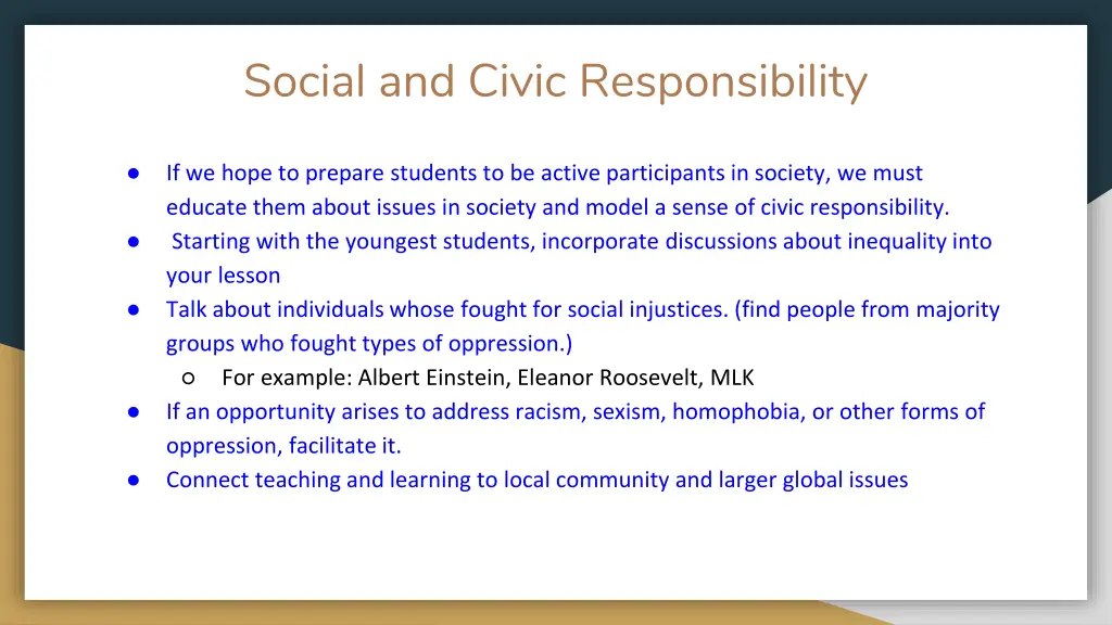 social and civic responsibility