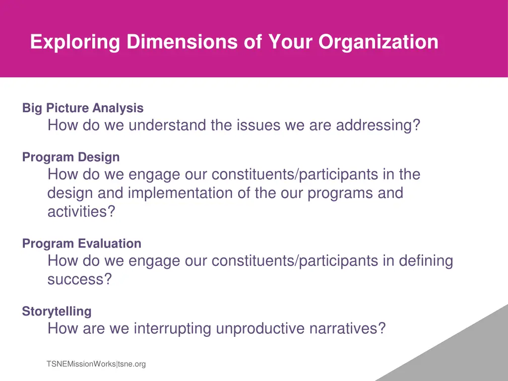 exploring dimensions of your organization