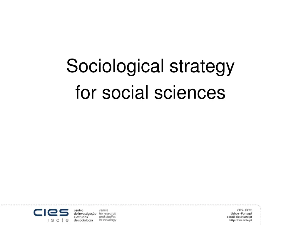 sociological strategy for social sciences