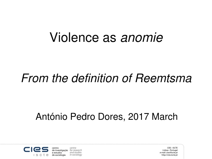 violence as anomie