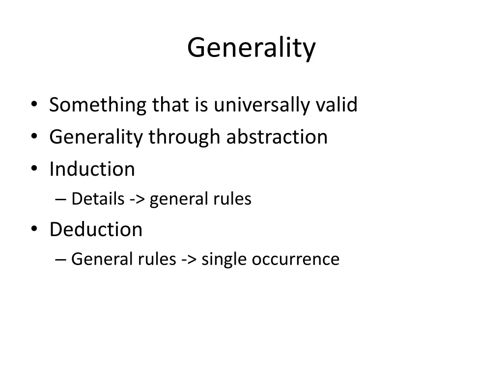 generality