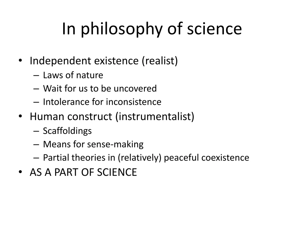 in philosophy of science