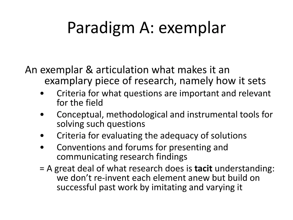 paradigm a exemplar