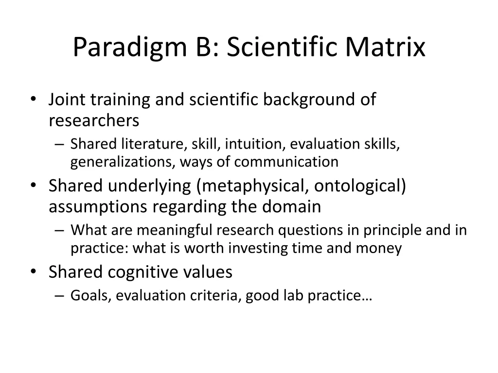 paradigm b scientific matrix