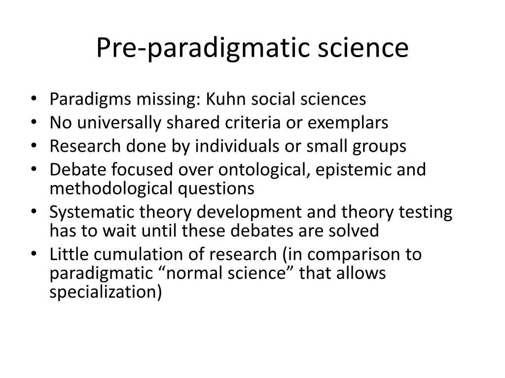 pre paradigmatic science