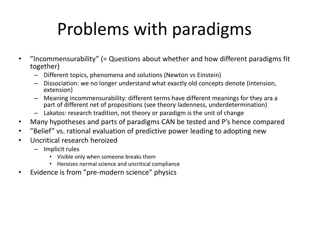 problems with paradigms