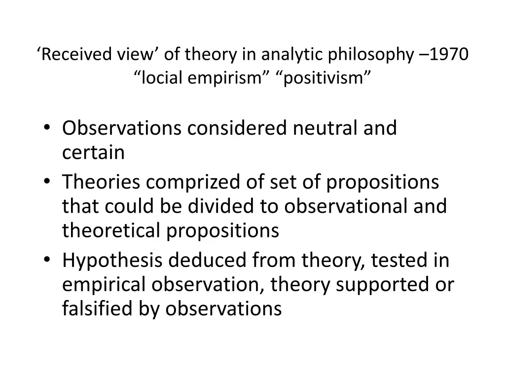 received view of theory in analytic philosophy