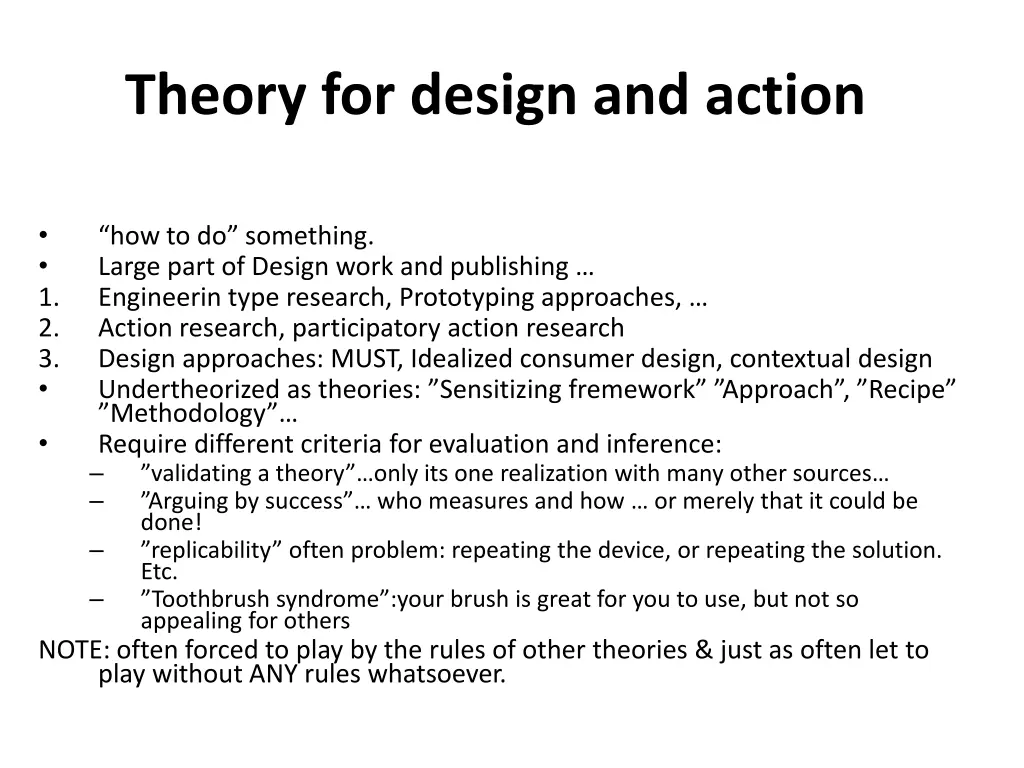 theory for design and action