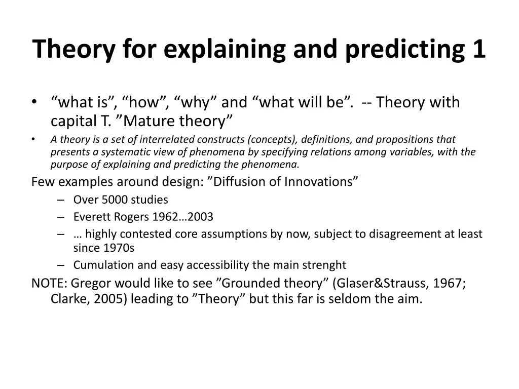 theory for explaining and predicting 1