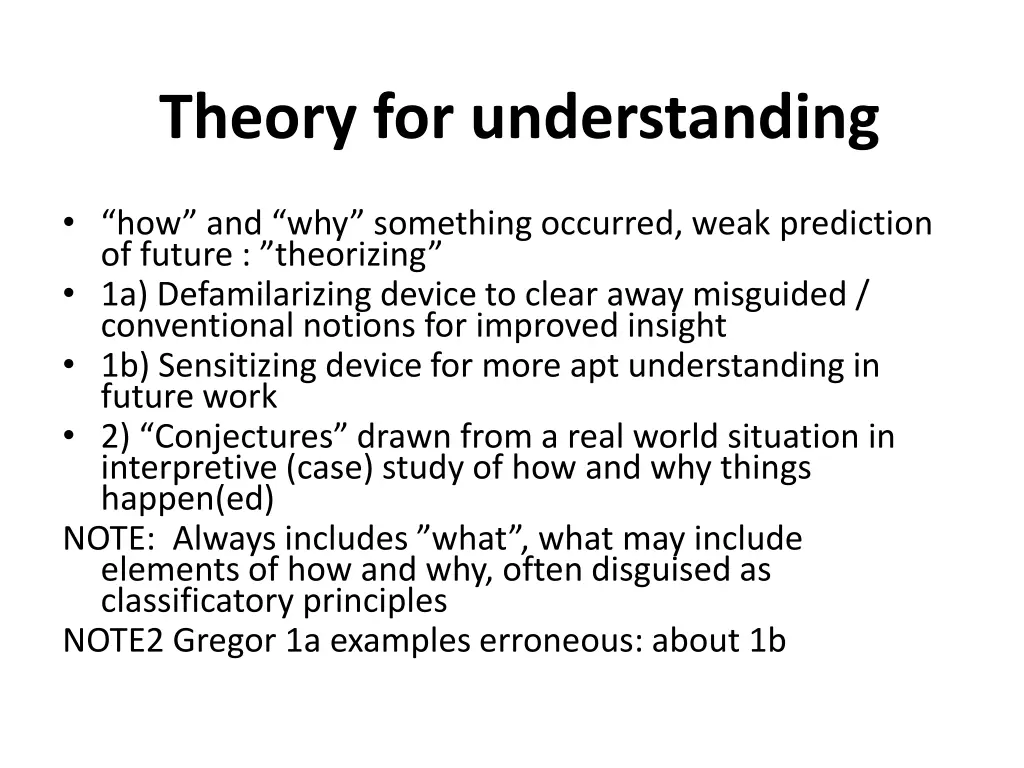 theory for understanding