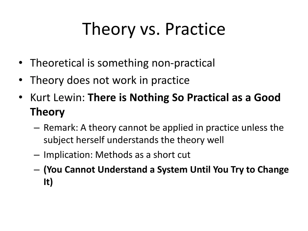 theory vs practice