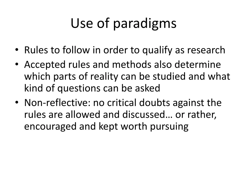 use of paradigms