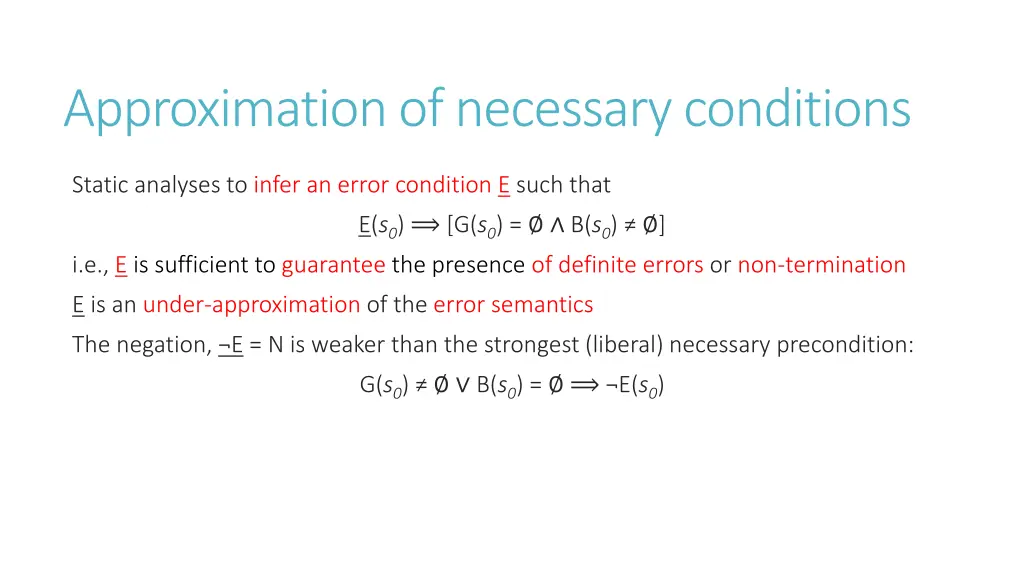 approximation of necessary conditions