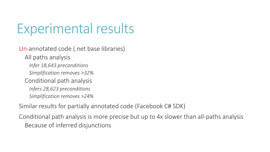 experimental results