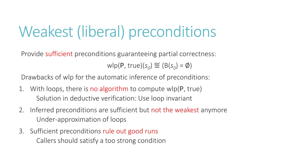 weakest liberal preconditions