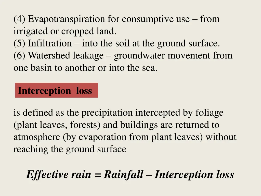 4 evapotranspiration for consumptive use from