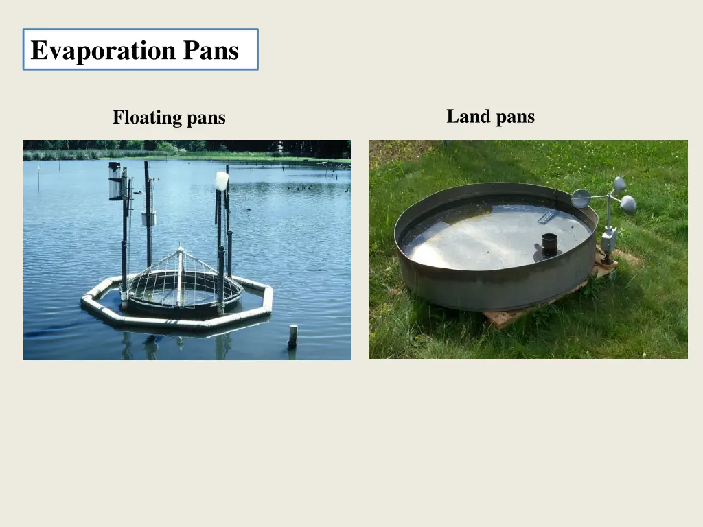 evaporation pans