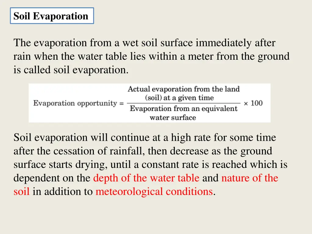 soil evaporation