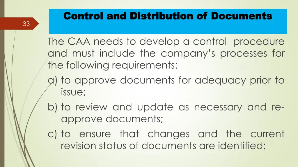 control and distribution of documents control