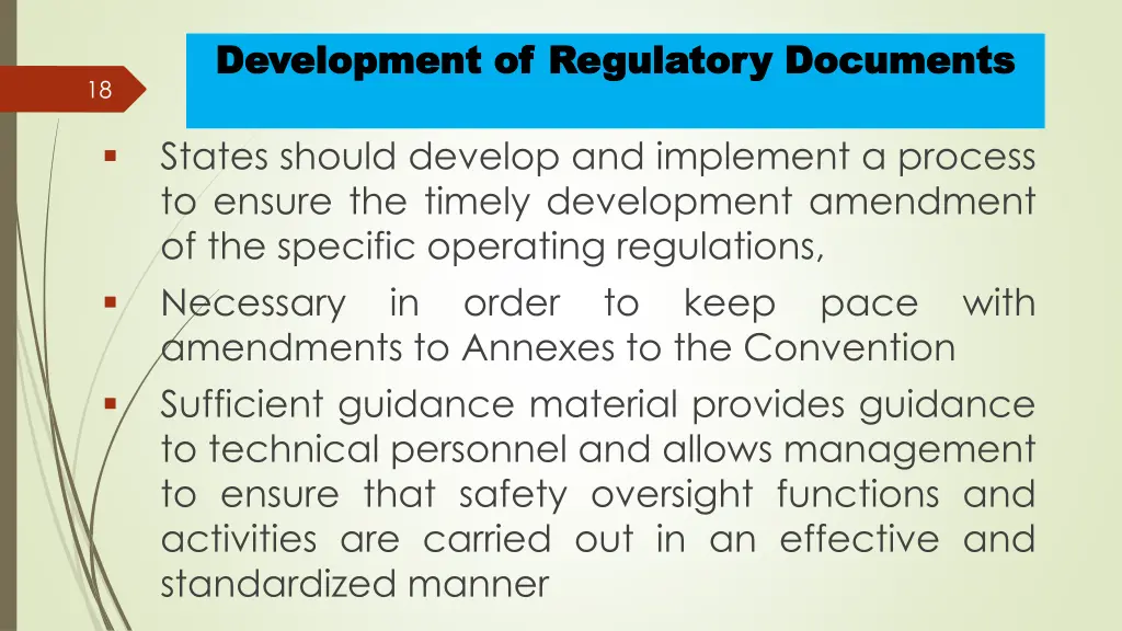 development of regulatory documents development