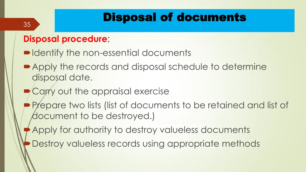 disposal of documents disposal of documents