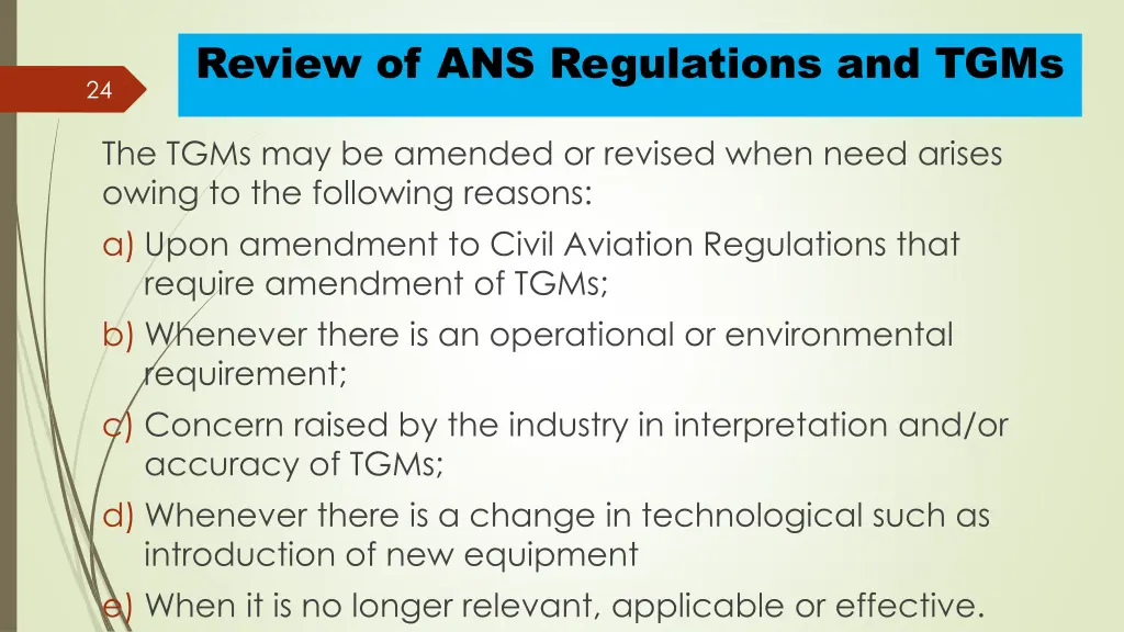 review of ans regulations and tgms 2