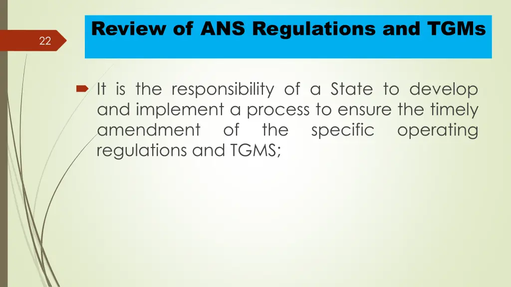 review of ans regulations and tgms